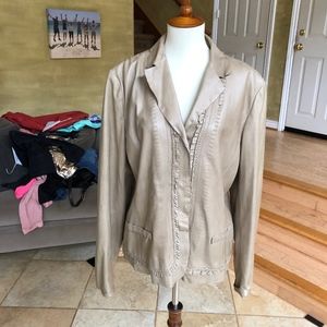 Elie Tahari beige leather jacket